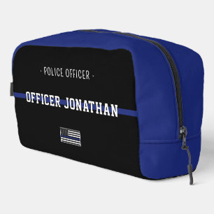 Personalized Thin Blue Line Police Officer Flag Dopp Kit