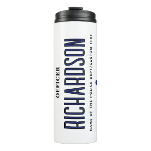 Personalized Thin Blue Line Police Officer Flag Thermal Tumbler