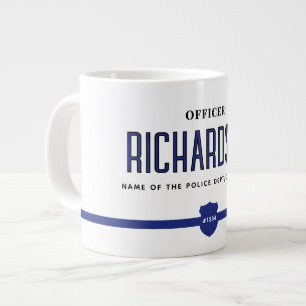 Personalized Thin Blue Line Police Officer Large Coffee Mug