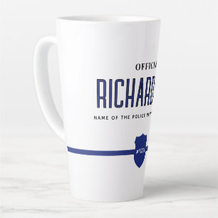 Personalized Thin Blue Line Police Officer Latte Mug