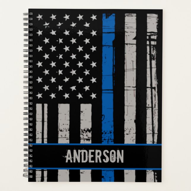 Personalized Thin Blue Line Police Officer Planner (Front)