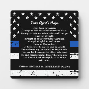 Personalized Thin Blue Line Police Officer Prayer Plaque