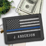 Personalized Thin Blue Line Police Trifold Wallet<br><div class="desc">Thin Blue Line Wallet - American flag in Police Flag colours, distressed design . Personalize with police officer name. This personalized police wallet is perfect for police and law enforcement families and all those who support them. A wonderful police retirement or law enforcement graduation gift. COPYRIGHT © 2020 Judy Burrows,...</div>