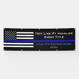 Personalized Thin Blue Line US Flag Medium Display Banner