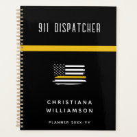 Personalized Thin Gold Line Flag 911 Dispatcher 