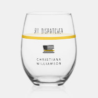 Personalized Thin Gold Line Flag 911 Dispatcher