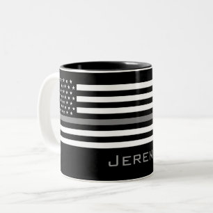Personalized Thin Grey Line Correctional Officer Two-Tone Coffee Mug