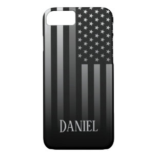 Personalized Thin Grey Line Flag Case-Mate iPhone Case