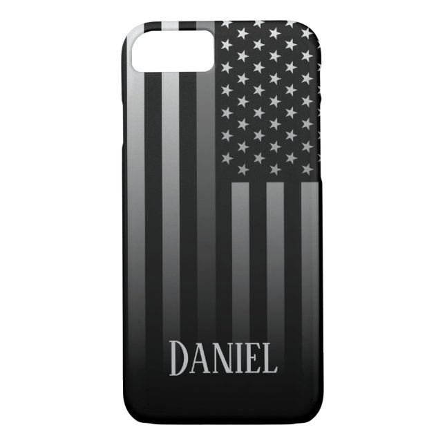 Personalized Thin Grey Line Flag Case-Mate iPhone Case (Back)