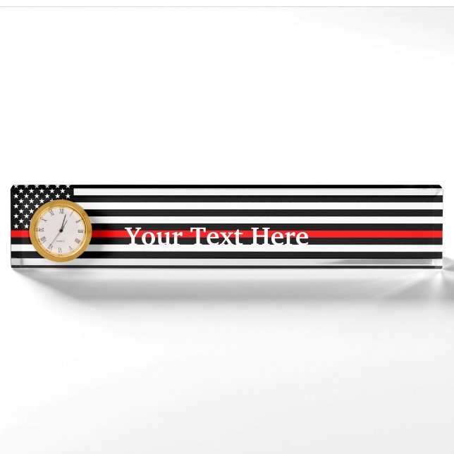 Personalized Thin Red Line American Flag Display Nameplate (Front)