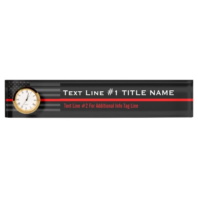Personalized Thin Red Line American Flag on a Nameplate (Front)