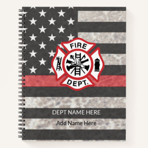 Personalized Thin Red Line Firefighter Notebook