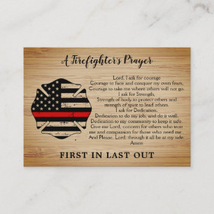 Personalized Thin Red Line Firefighter Prayer Business Card