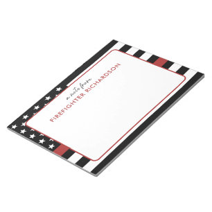 Personalized Thin Red Line Flag Firefighter Notepad