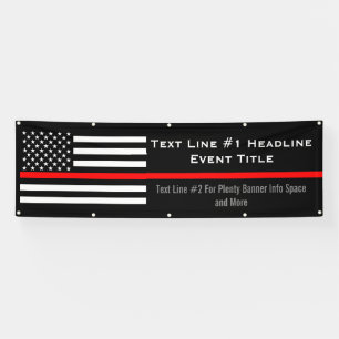 Personalized Thin Red Line US Flag Medium Display Banner