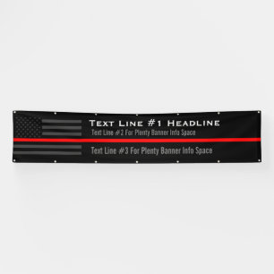 Personalized Thin Red Line USA Flag Long Display Banner