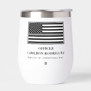 Personalized Thin Silver Line Correctional Officer