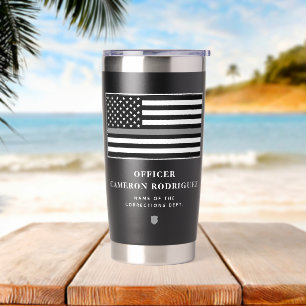 Personalized Thin Silver Line Correctional Officer Insulated Tumbler
