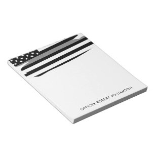 Personalized Thin Silver Line Correctional Officer Notepad