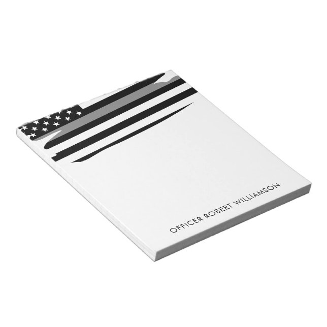 Personalized Thin Silver Line Correctional Officer Notepad (Angled)