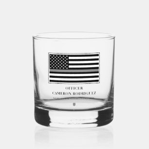 Personalized Thin Silver Line Correctional Officer Whiskey Glass