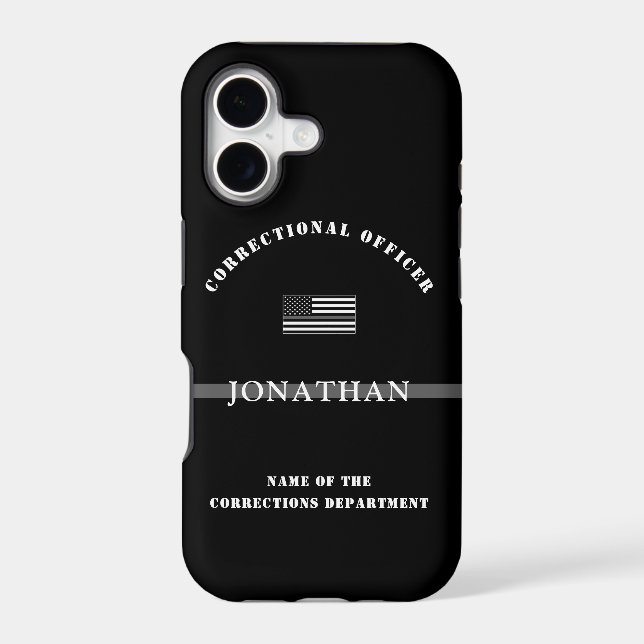 Personalized Thin Silver Line Corrections Officer (Back)