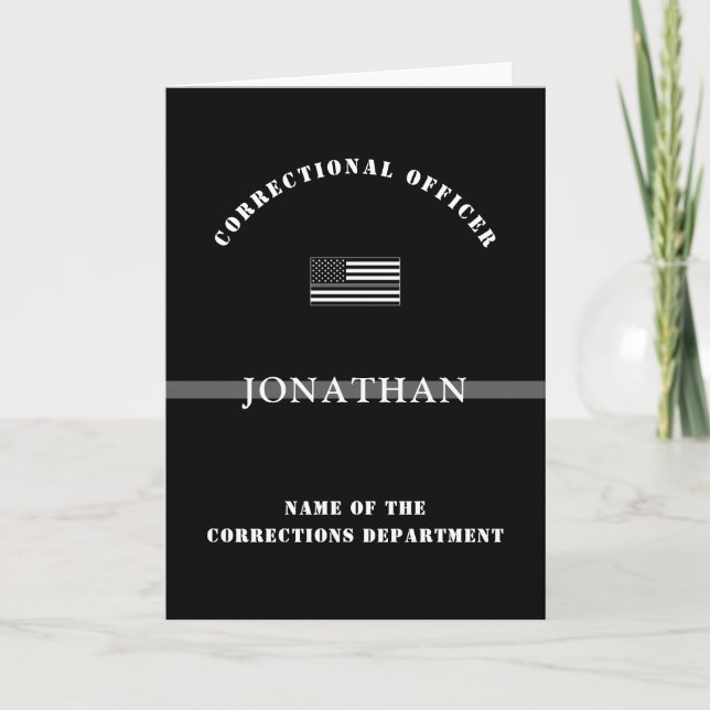 Personalized Thin Silver Line Corrections Officer Card (Front)