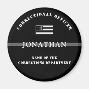 Personalized Thin Silver Line Corrections Officer Magnet