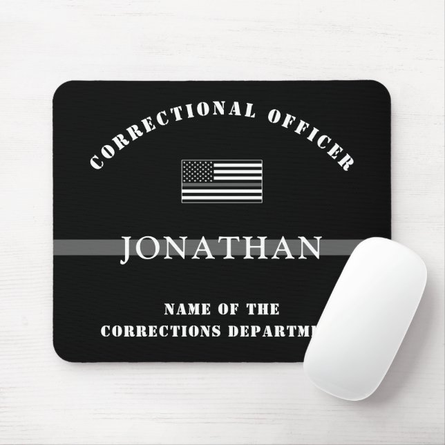 Personalized Thin Silver Line Corrections Officer Mouse Pad (With Mouse)