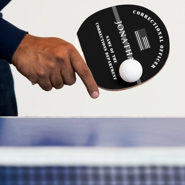 Personalized Thin Silver Line Corrections Officer Ping Pong Paddle (Insitu)