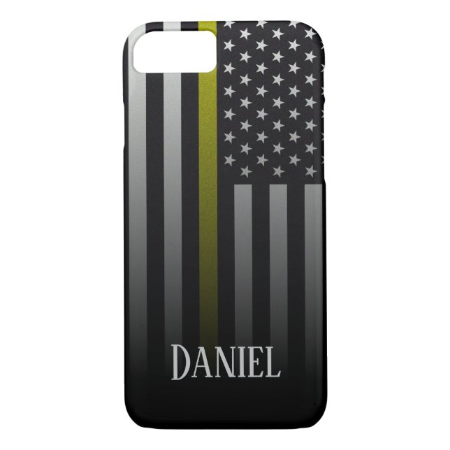 Personalized Thin Yellow Line Flag Case-Mate iPhone Case (Back)