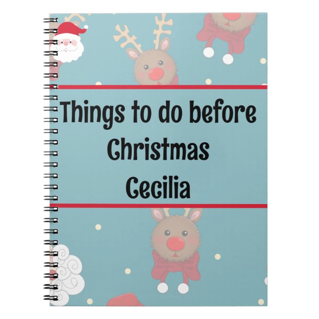 Personalized "Things to do before Christmas" Notebook (Front)