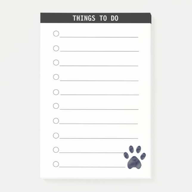 Personalized Things To Do & Cute Paw Post-it Notes (Front)