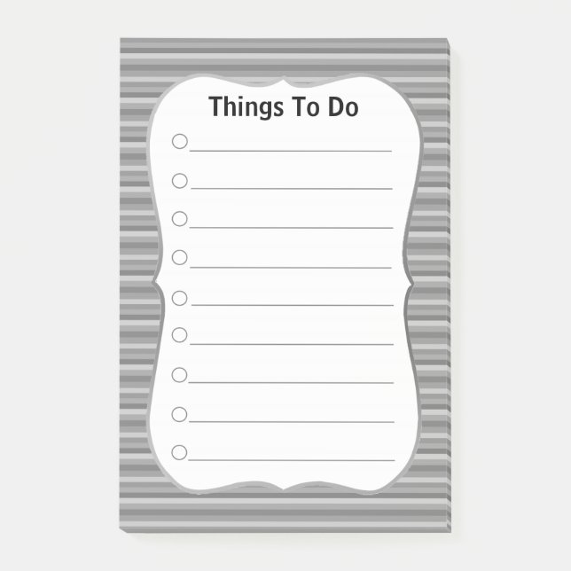 Personalized Things To Do on Grey Striped Post-it Notes (Front)