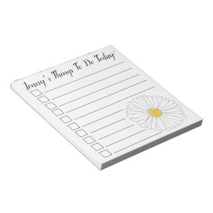 Personalized Things To Do Today List Daisy Flower Notepad