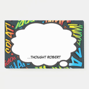 Personalized Think Bubble Fun Colourful Comic Book Post-it Notes