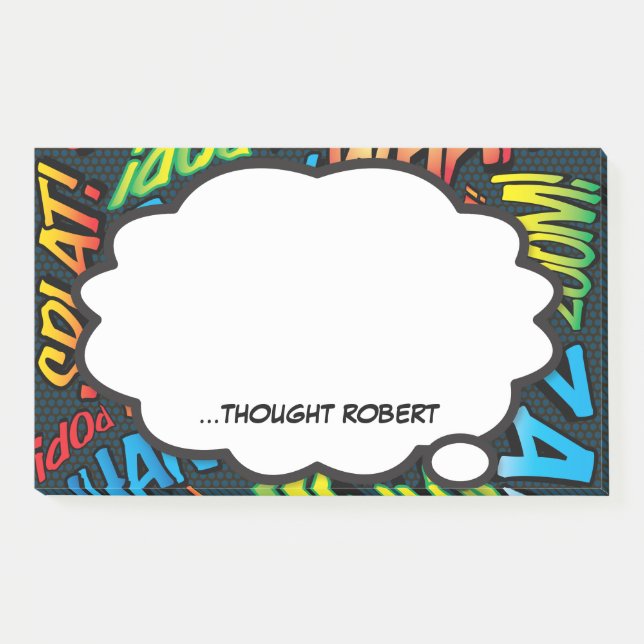 Personalized Think Bubble Fun Colourful Comic Book Post-it Notes (Front)