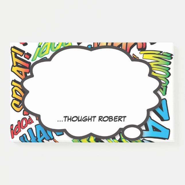 Personalized Think Bubble Fun Modern Comic Book Post-it Notes (Front)