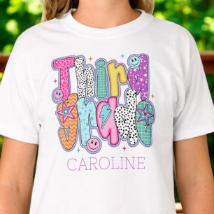Personalized Third Grade Coquette Colourful Kids T-Shirt