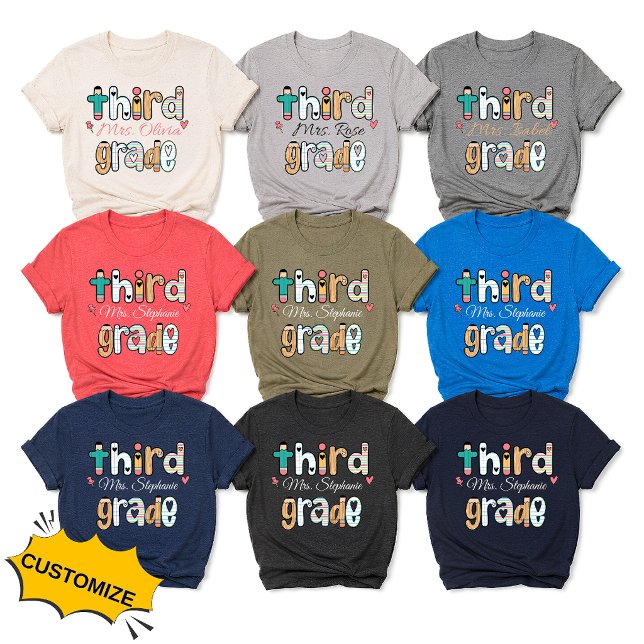 Personalized Third Grade Teacher Shirt (Creator Uploaded)