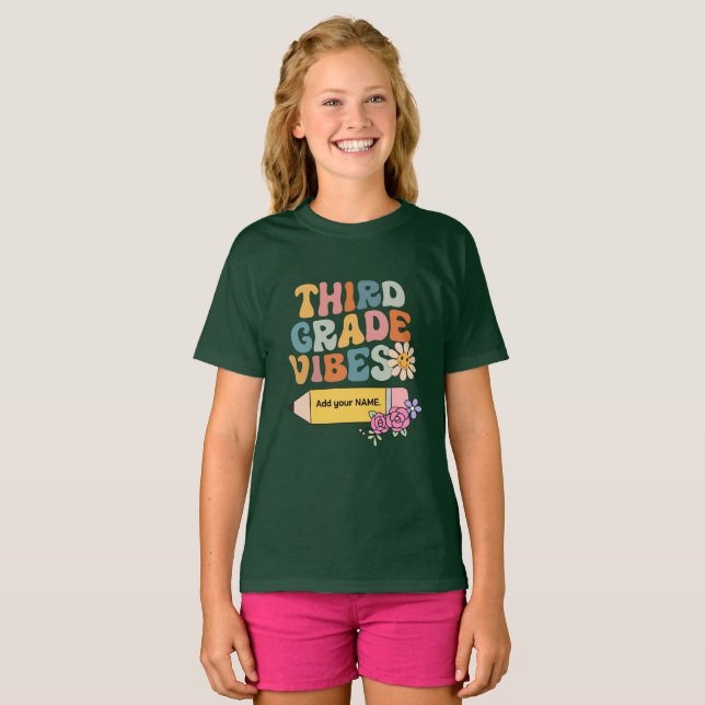  Personalized Third Grade vibes back to school T-Shirt (Front Full)