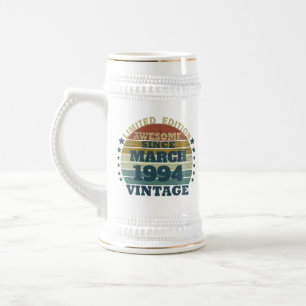 Personalized Thirty vintage 30th birthday party Beer Stein