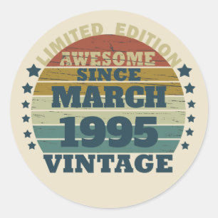 Personalized Thirty vintage 30th birthday party Classic Round Sticker