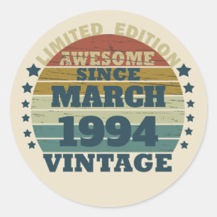 Personalized Thirty vintage 30th birthday party Classic Round Sticker