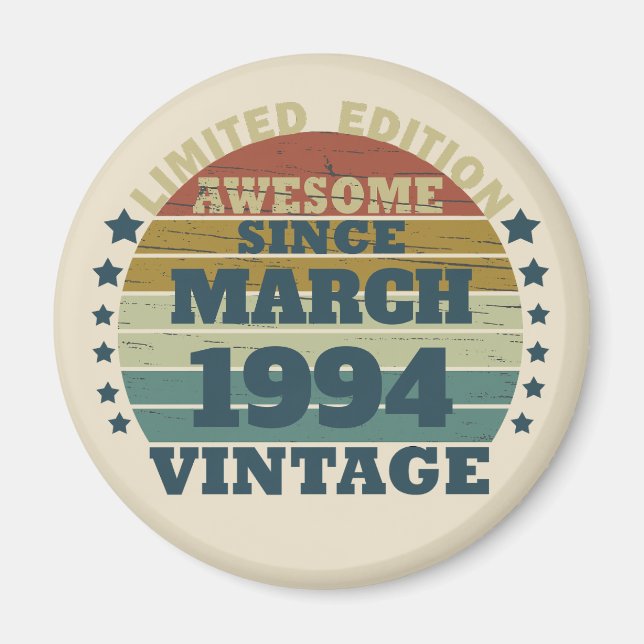 Personalized Thirty vintage 30th birthday party Magnet (Front)