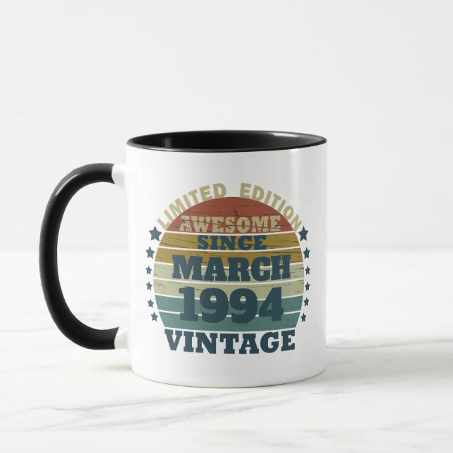 Personalized Thirty vintage 30th birthday party Mug (Left)