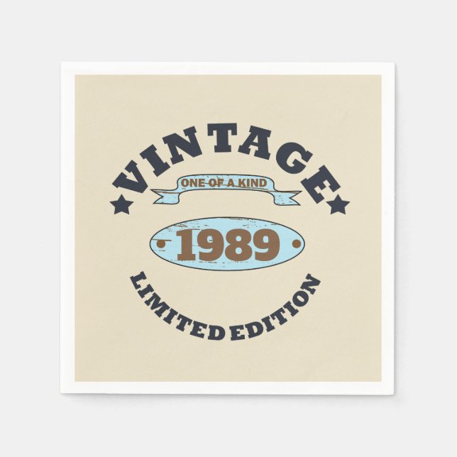 Personalized thirty vintage 30th birthday party napkin (Front)