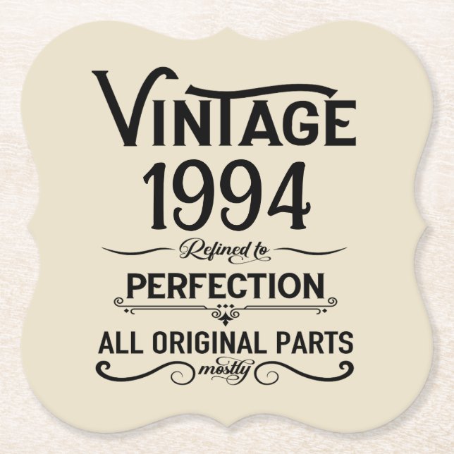 Personalized Thirty vintage 30th birthday party Paper Coaster (Front)