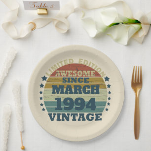 Personalized Thirty vintage 30th birthday party Paper Plate