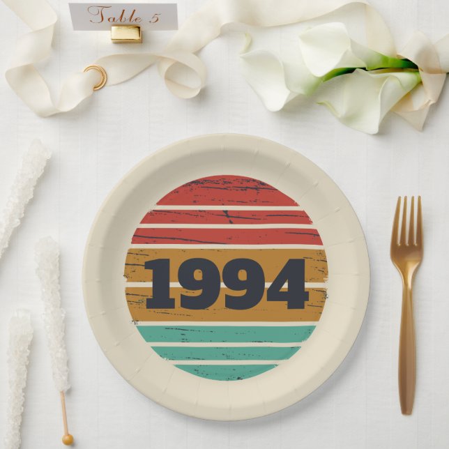 Personalized Thirty vintage 30th birthday party Paper Plate (Wedding)